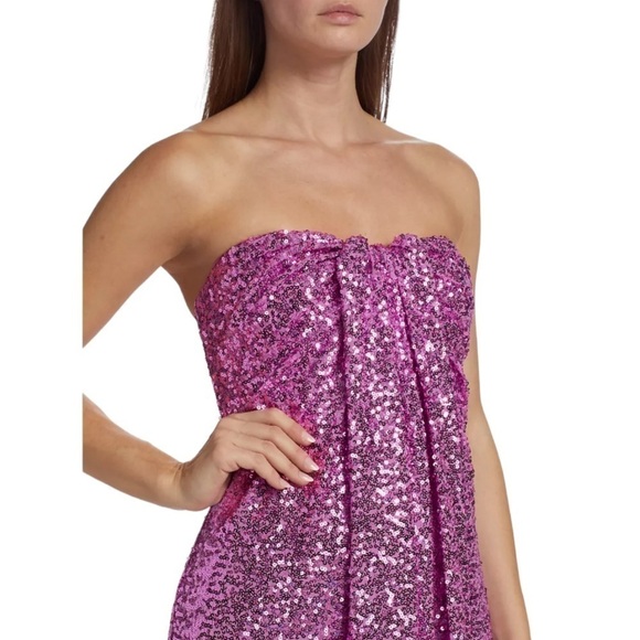 Badgley Mischka Sequin Floor-Length Strapless Gown - Picture 4 of 10